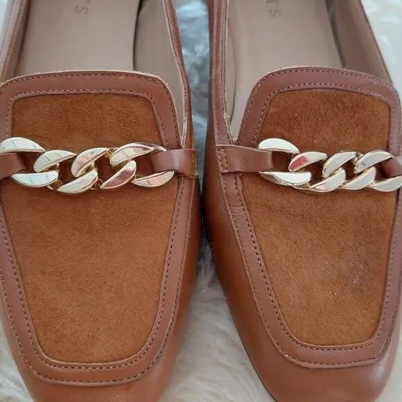 Talbots Estelle Gold Chain detailed loafer flat size 7.5