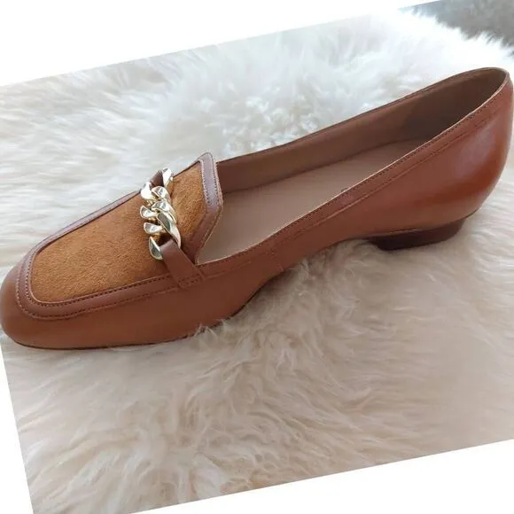 Talbots Estelle Gold Chain detailed loafer flat size 7.5