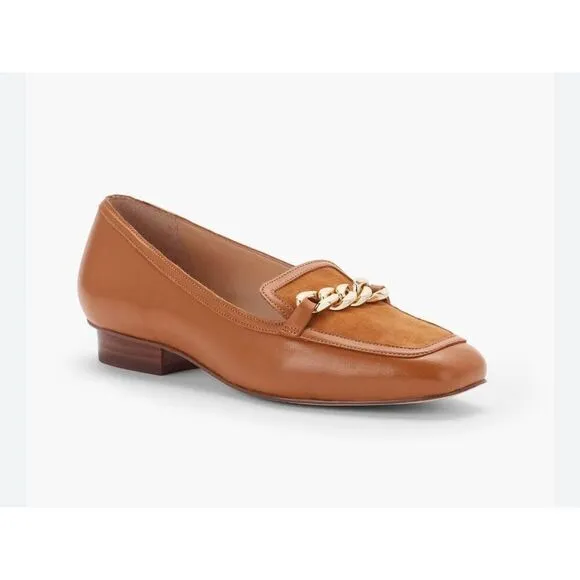 Talbots Estelle Gold Chain detailed loafer flat size 7.5