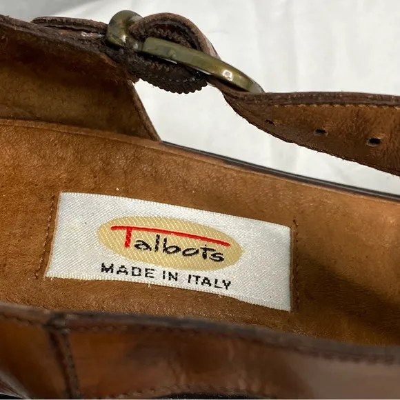 Talbots Leather Closed Toed Sandal Brown Made in Italy vintage braided loafer
