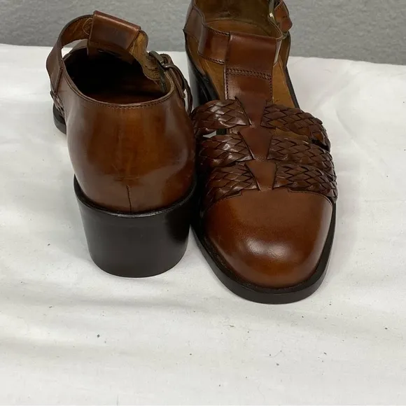 Talbots Leather Closed Toed Sandal Brown Made in Italy vintage braided loafer