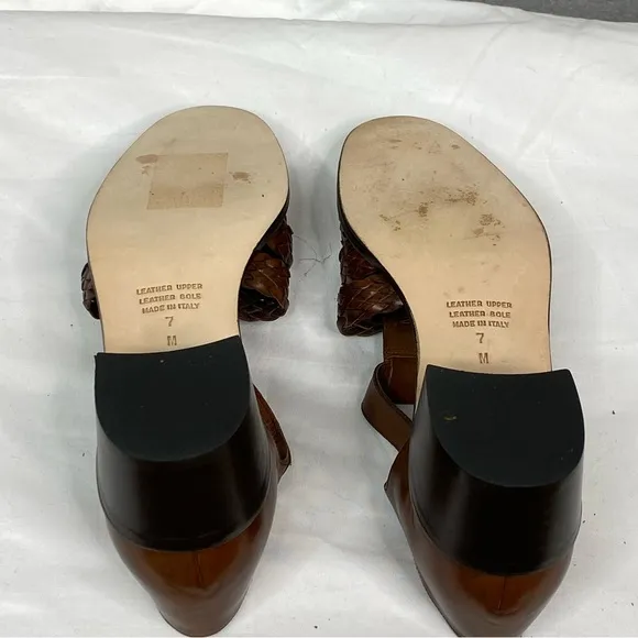 Talbots Leather Closed Toed Sandal Brown Made in Italy vintage braided loafer