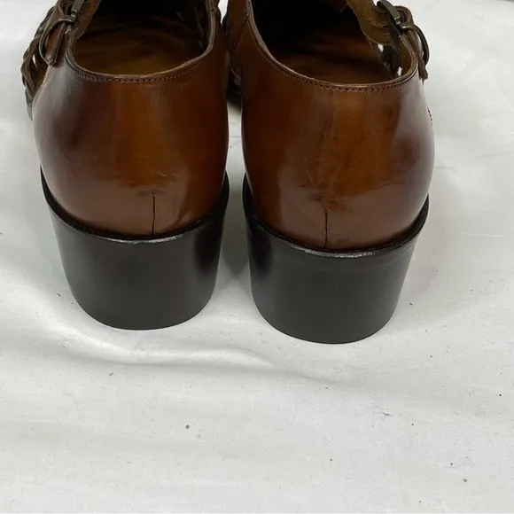 Talbots Leather Closed Toed Sandal Brown Made in Italy vintage braided loafer