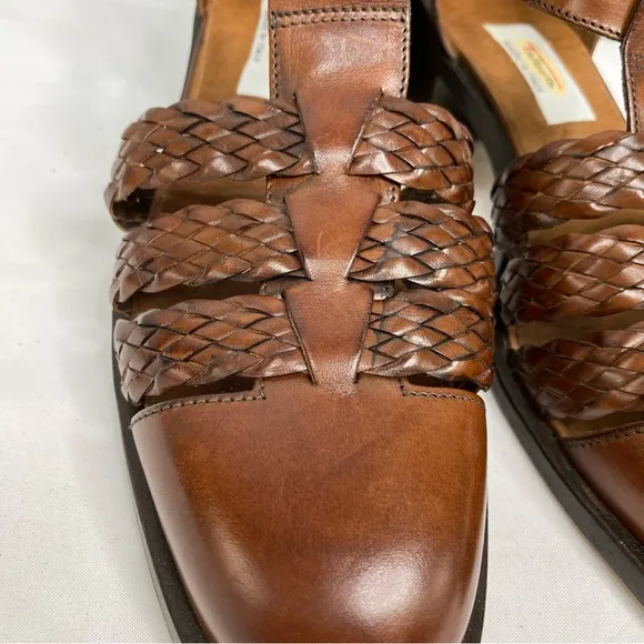 Talbots Leather Closed Toed Sandal Brown Made in Italy vintage braided loafer