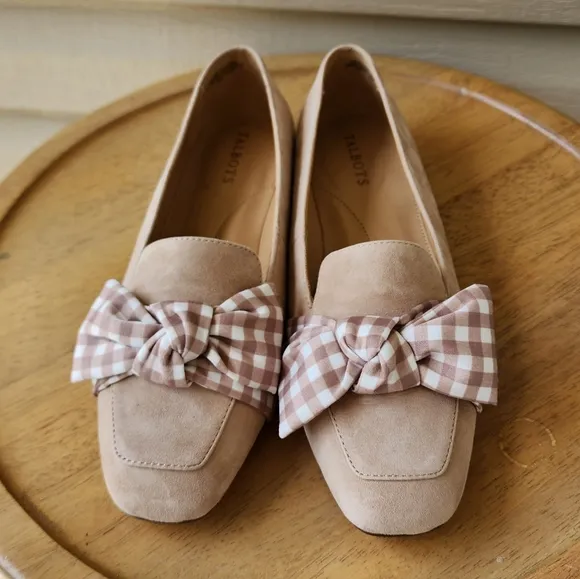 Talbots Stella bow loafers suede size 8M