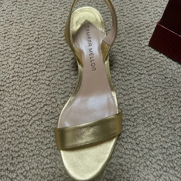 Tamara Mellon Gold Heels Classic Sandals. New with box. Size: 7.5.