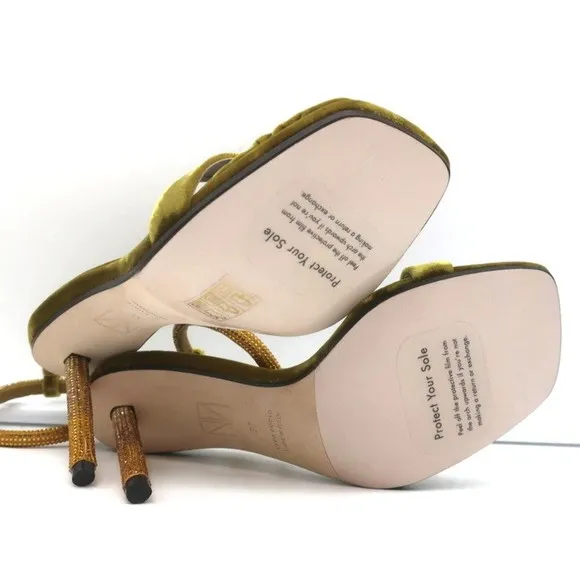 Tamara Mellon Stellar Sandals Topaz Crystal-Embellished Velvet Size 37 NEW