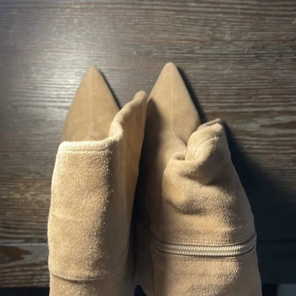 Tan Suede Knee-High Boots