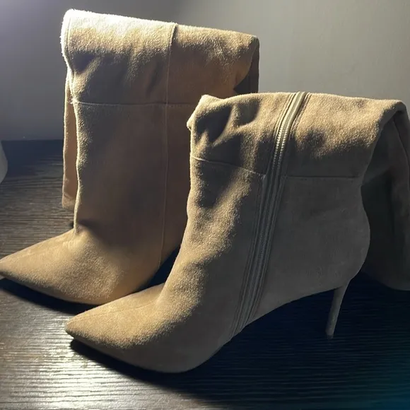 Tan Suede Knee-High Boots
