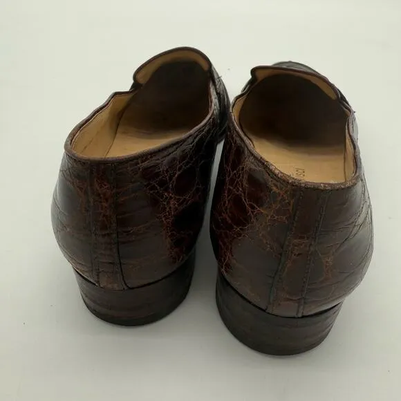 Tanino Cirsci Crocodile Leather Preppy Vintage Loafers Brown Old Money 7