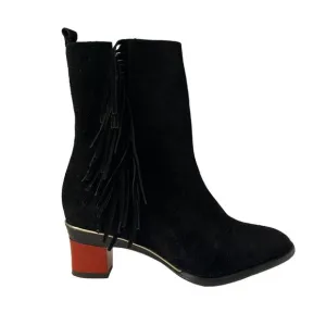 Tanya Heath Paris Suede Fringe Ankle Boots Changeable Heels NWOB Size EU 35 US 5