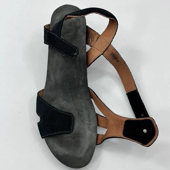 Taos Women's Sandals Carousel 2 Wedge Ankle‎ Strap Shoes Black Leather Size 8.5