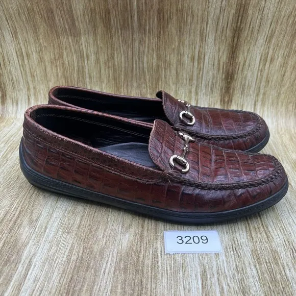 TB Phelps Crocodile Print Horsebit Loafers Men's Size 11 Casual Shoes Brown