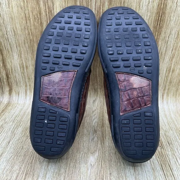 TB Phelps Crocodile Print Horsebit Loafers Men's Size 11 Casual Shoes Brown