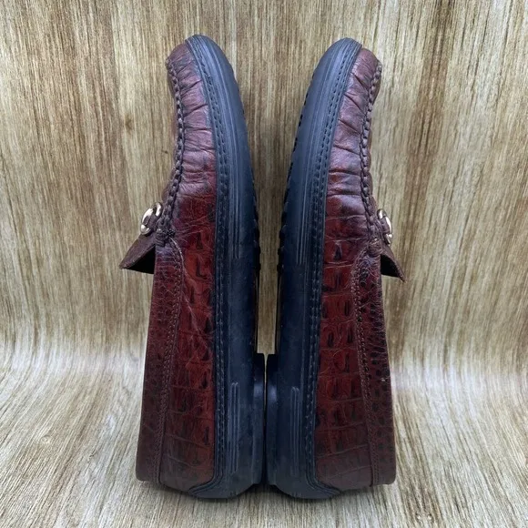 TB Phelps Crocodile Print Horsebit Loafers Men's Size 11 Casual Shoes Brown
