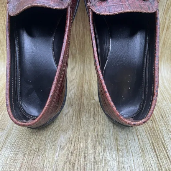 TB Phelps Crocodile Print Horsebit Loafers Men's Size 11 Casual Shoes Brown