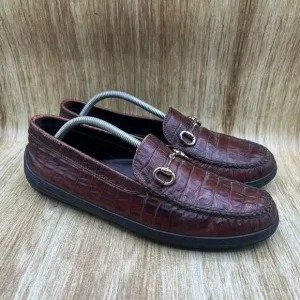 TB Phelps Crocodile Print Horsebit Loafers Men's Size 11 Casual Shoes Brown
