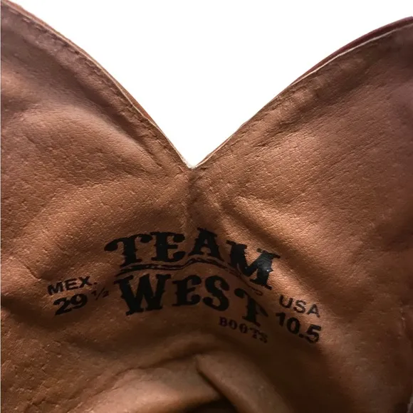 TEAM WEST OSTRICH EMOBOSSED LEATHER BOOTS ORANGE/RED 10.5