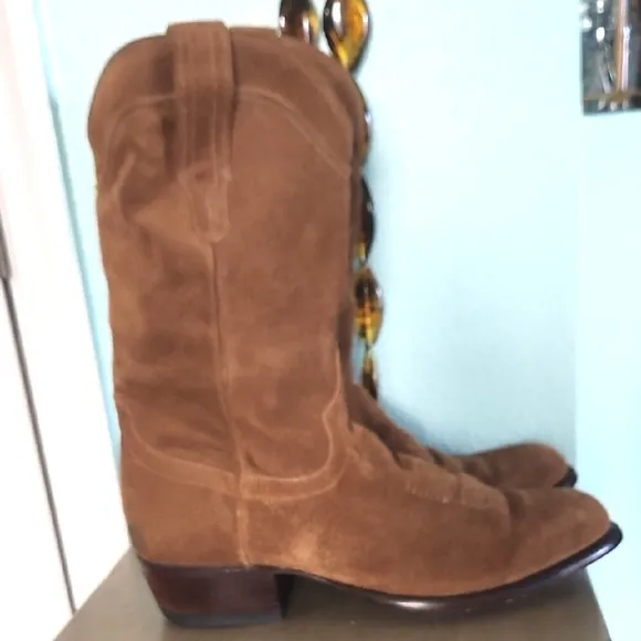 TECOVAS Men's Brown Suede Cowboy Boots Sz.11EE