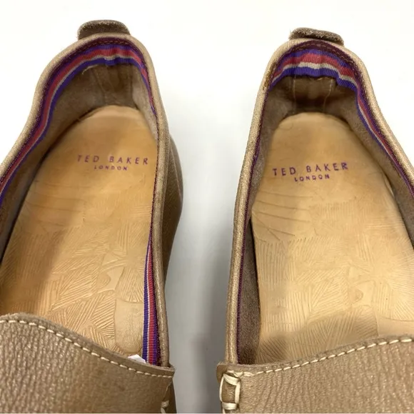 Ted Baker Moccasin Toe Leather Loafers Size 8