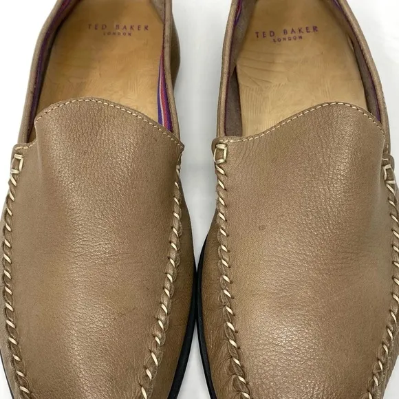 Ted Baker Moccasin Toe Leather Loafers Size 8