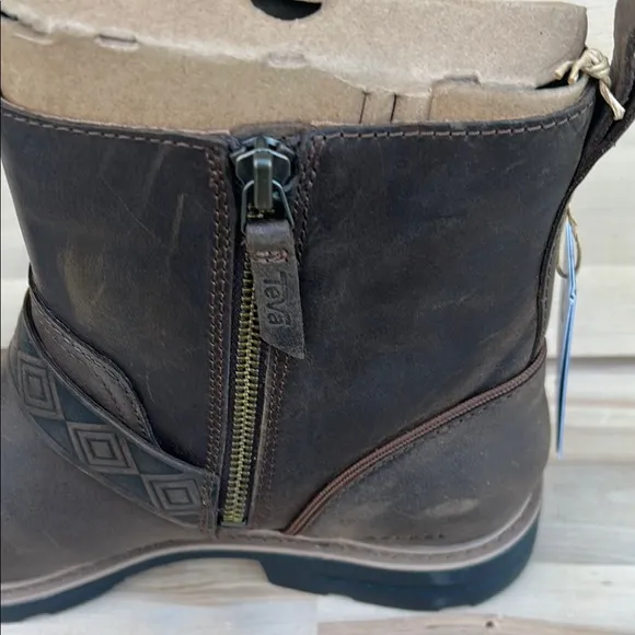 Teva Brown Leather Boots with Buckle w 9.5