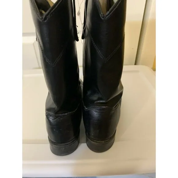 Texas 4400 Mens Sz 8 M Black Leather‎ Cowboy Boots