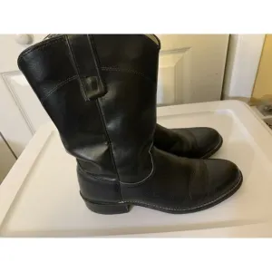 Texas 4400 Mens Sz 8 M Black Leather‎ Cowboy Boots