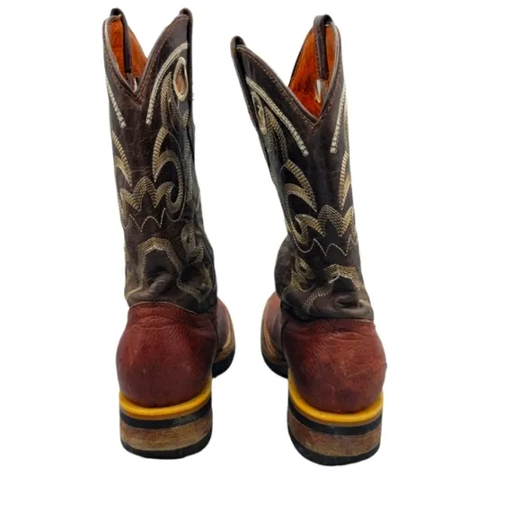 Texas Country Kids Brown Leather Embroidered Cowboy boots.