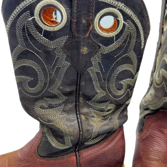 Texas Country Kids Brown Leather Embroidered Cowboy boots.