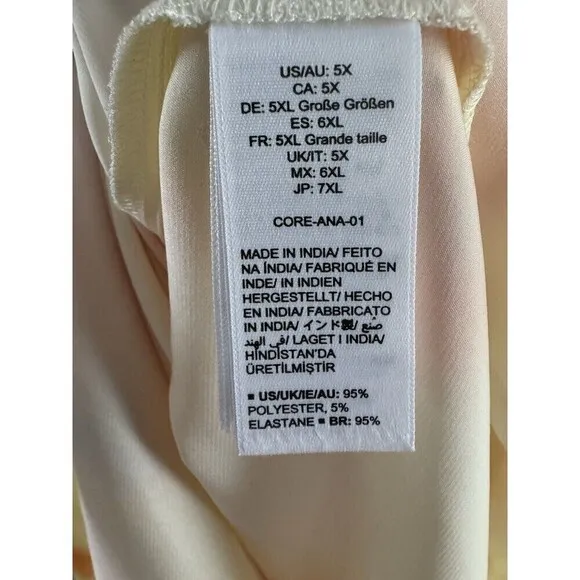 THE DROP Ana Silky Satin V-Neck Midi Summer Slip Dress Cream Tie Dye Size 5X NWT