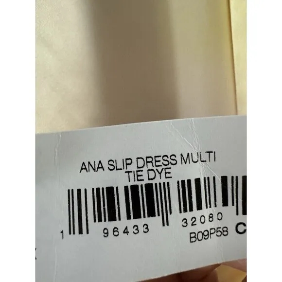 THE DROP Ana Silky Satin V-Neck Midi Summer Slip Dress Cream Tie Dye Size 5X NWT