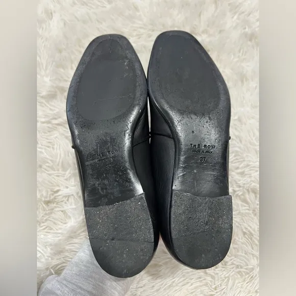 The Row Alys Loafers In Black Leather Flats Loafers - Size 37 US 6.5 - black