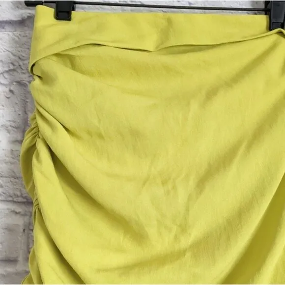 The Sei Ruched Asymmetrical Mini Skirt 0 Gold Green Chartreuse Revolve Cocktail