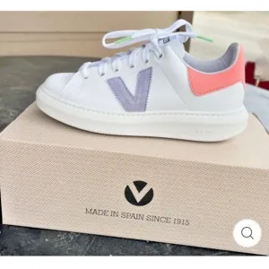 The Victoria Women Size 37/6 Milan Fashion Sneakers White Coral Made In Spain