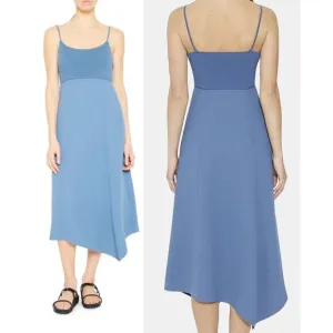 Theory Flared Slip Dress in Crepe in steel blue New size Large