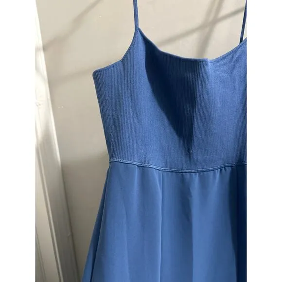 Theory Flared Slip Dress in Crepe in steel blue New size Large