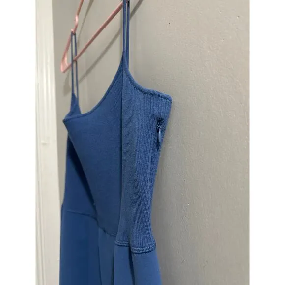 Theory Flared Slip Dress in Crepe in steel blue New size Large