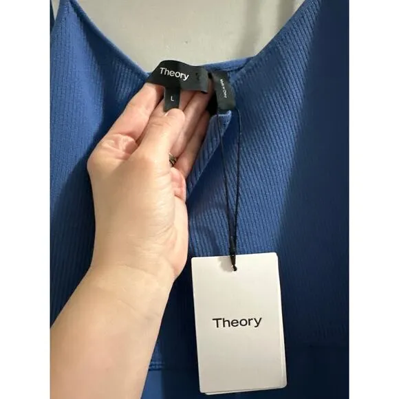 Theory Flared Slip Dress in Crepe in steel blue New size Large