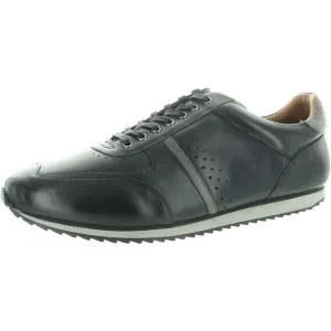 Thomas &amp; Vine Mens Black Lace-Up Leather Casual And Fashion Sneakers New