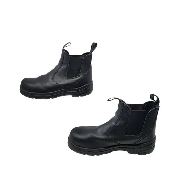 Thorogood Mens Black Slip-On Safety Toe Wellington Boots Sz 10 Leather Durable
