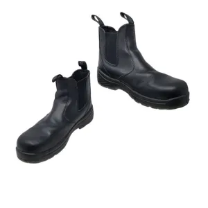 Thorogood Mens Black Slip-On Safety Toe Wellington Boots Sz 10 Leather Durable