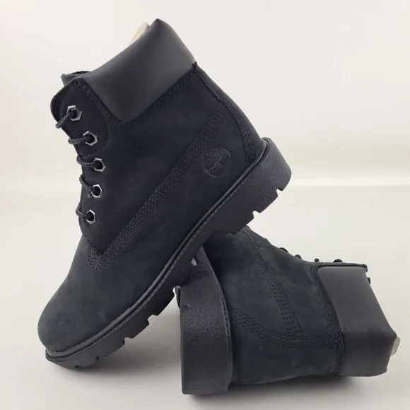Timberland 6 In Classic Waterproof Boots Black Little Kids SZ 1 Y