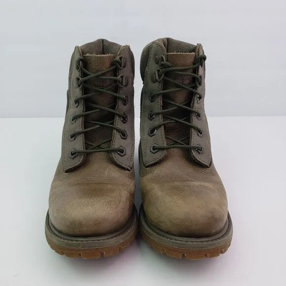 Timberland 6&quot; Premium Womens Size 6.5 Brown Gray Leather Suede Boots A19C2