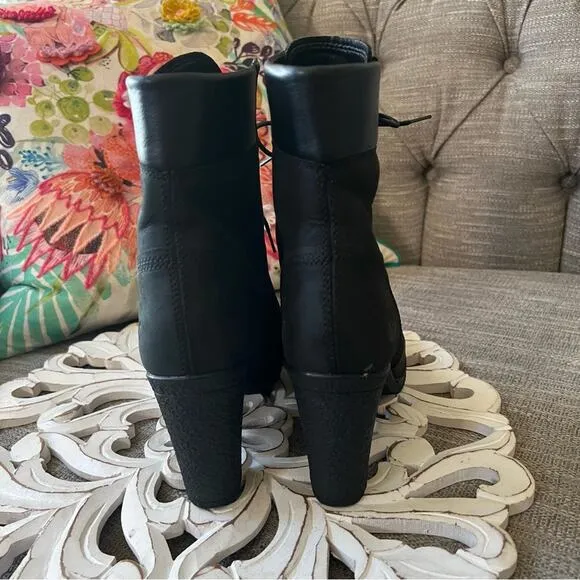 Timberland Black Leather Heels Boots Women’s 8