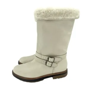 Timberland Boots Riley Flair Pull On Fur Lining Cream Leather Sz 7 New