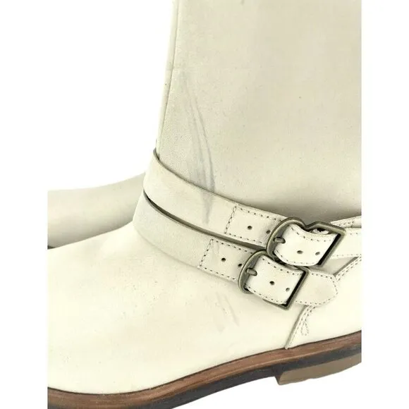 Timberland Boots Riley Flair Pull On Fur Lining Cream Leather Sz 7 New