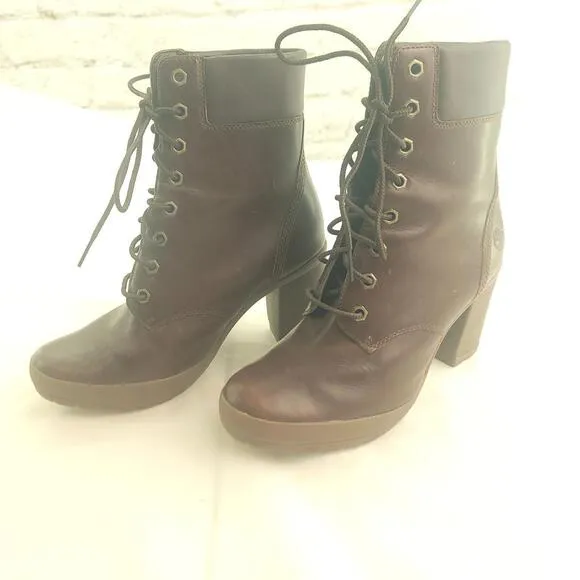 Timberland Brown Leather Size 7.5 Heeled Boots