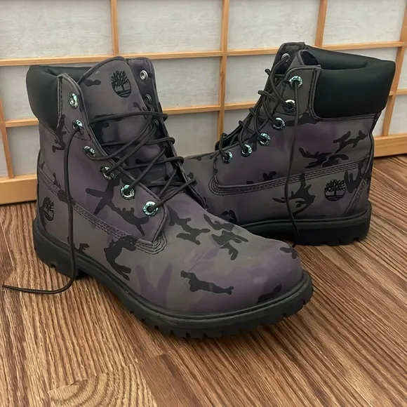 Timberland Classic 6” Premium Boots Iridescent Camo Gray Purple