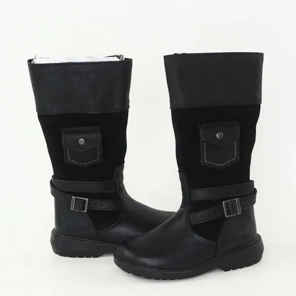 Timberland Dervish Charles Street Toddler Boots Leather Black Winter Sz 4C